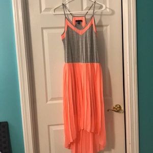 Fluorescent pink & gray high-low dress